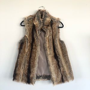 Brown Faux Fur Vest Large
